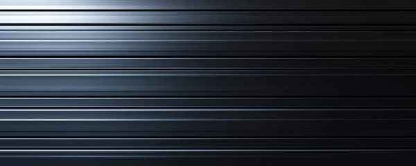 Obraz premium Dark gray metal texture with horizontal lines, illuminated by light from the top left. The subtle lighting creates a sleek, contemporary aesthetic.