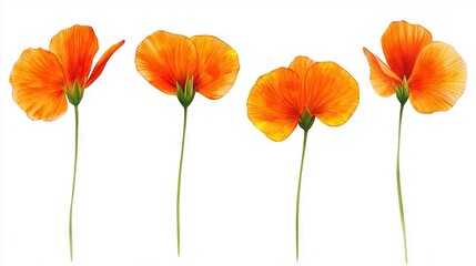 Obraz premium A group of orange flowers arranged together on a white background