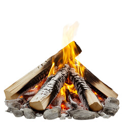 A Soft Yellow Orange Flame From a Flickering Campfire Isolated on Transparent Background