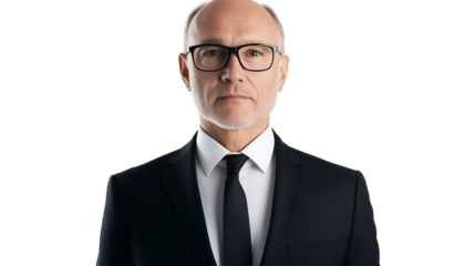 Portrait of a handsome businessman wearing suit isolated on transparent background, cut out