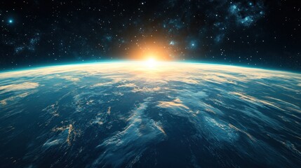 Fototapeta premium Sunrise Earth Space Galaxy Planet Background Astronomy
