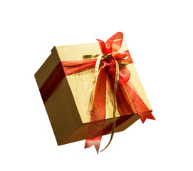 gift beautiful golden box isolated