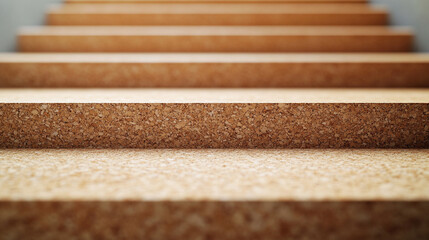 A seamless arrangement of cork wall tiles, symbolizing eco-friendly soundproofing and acoustic insulation, creating a sleek and modern backdrop for contemporary interiors