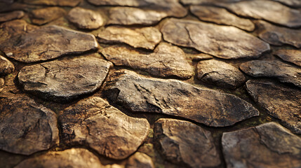 Closeup Rustic Stone Pathway Texture, Natural Brown Tones