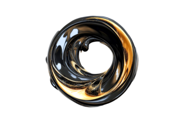 Abstract swirling black and gold design