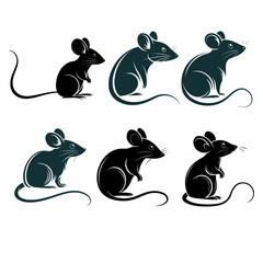 Rat silhouette bundle vector Style with white background 