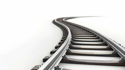A vibrant illustration showcasing a bend and turn in a railroad track against a clean white backdrop, perfect for design projects.