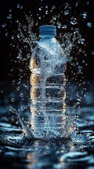 Refreshing Splash: A Crystal-Clear Water Bottle in Motion