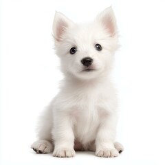 Obraz premium Meet this adorable white puppy, a fluffy ball of joy that promises to warm your heart and brighten your day.
