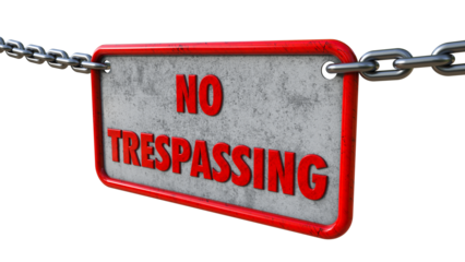 No Trespassing Sign hold with chains 3D render