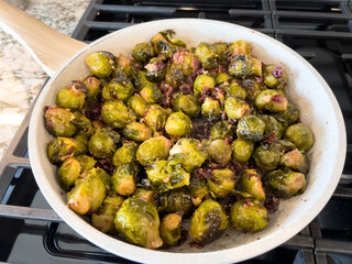 Cooking Steak and Brussels Sprouts Meal
