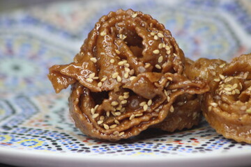 Chebakia Close-up, Traditional Moroccan Pastry