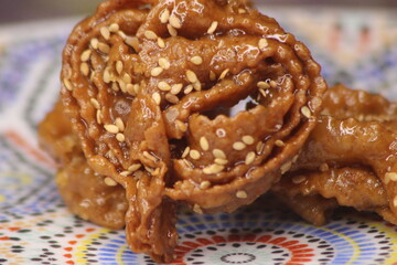 Chebakia Close-up, Traditional Moroccan Pastry
