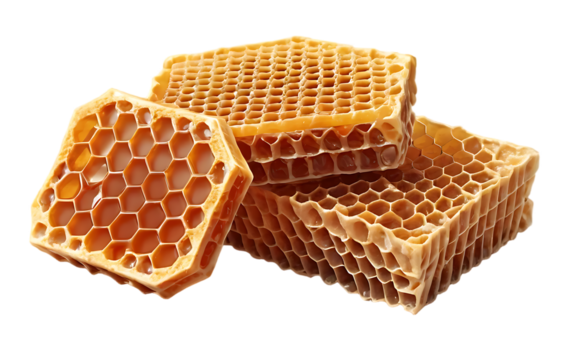 Bee Honeycombs isolated on a white or transparent background, 