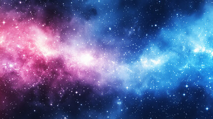 A beautiful, dreamy starry night sky with vibrant blue and purple hues, cosmic elements, and glowing stars, symbolizing the vastness and mystery of the universe