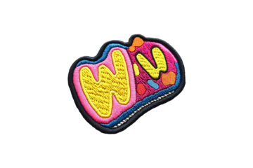 Colorful embroidered Win patch design
