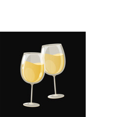 Glasses with delicious white wine isolated on dark background.	Beverage, alcohol party.