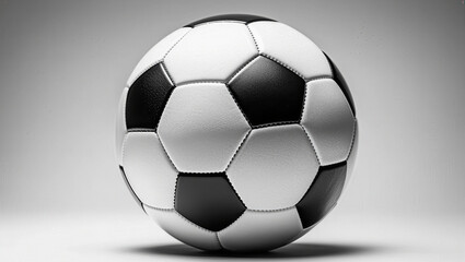 Fototapeta premium Classic Black and White Single Soccer, ball, Isolated on Realistic Football / Sports Leisure Background