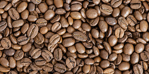 Coffee beans as a background banner size.