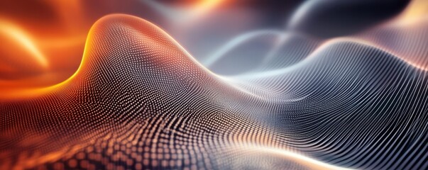 Mesmerizing colorful digital wave pattern with dots and blurred ambient light effects