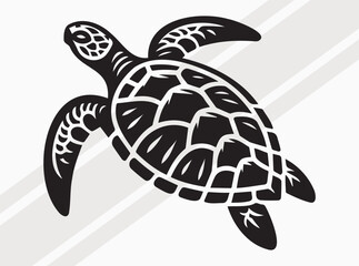 Fototapeta premium Sea Turtle Silhouette Black Color. Marine Life Vector Art and Clipart for Designs