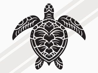 Fototapeta premium Sea Turtle Silhouette Black Color. Marine Life Vector Art and Clipart for Designs