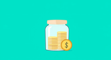 glass jar filled with stacks of gold coins