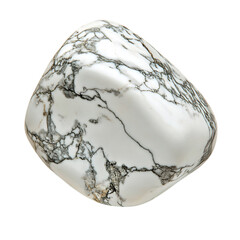 A Smooth Piece of Howlite Stone with Grey Vein Pattern Isolated on Transparent Background
