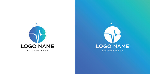 fruit vector logo with colorful technology concept