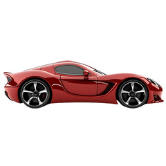A Sleek Red Sports Car with Aerodynamic Curves Isolated on Transparent Background