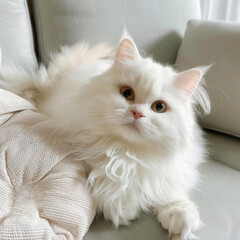 A fluffy kitten with an adorable face, its fur puffed out as it curiously investigates its surroundings.