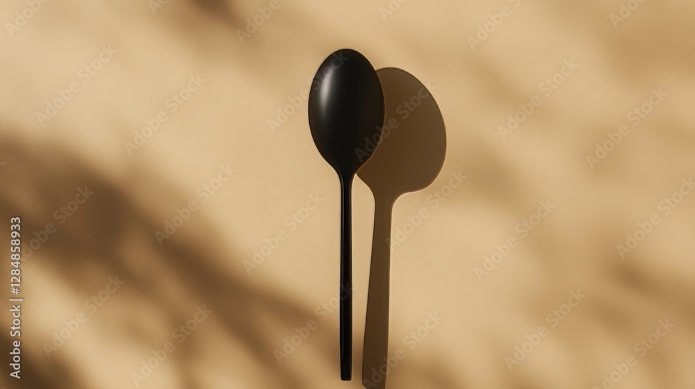 Wall mural a minimalist design displaying a ping pong paddle and ball along with their shadow on a smooth surfa
