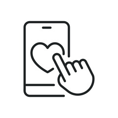 Like button thin line icons. Editable stroke and Perfect pixel on transparent background