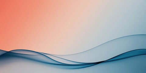 Obraz premium A calm gradient from soft coral to misty blue with abstract wave lines, creating a dynamic yet peaceful zen ambiance. 2