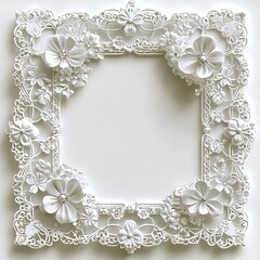 Graceful White Floral Frame: This detailed white floral frame, adorned with intricate lace elements, offers a classic and enduring setting for your cherished moments