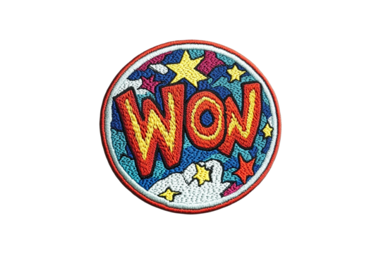 Wow embroidered patch colorful stars design