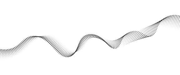 Flowing Dot Wave halftone gradient pattern on transparent background	

