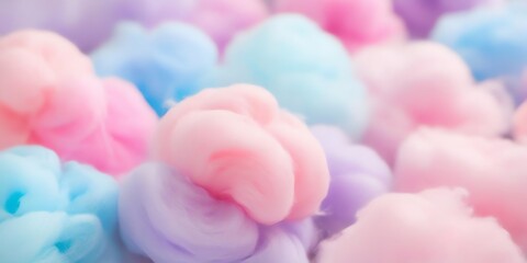 Fototapeta premium A dreamy background with soft, swirling pastel colors in shades of pink, blue, and lavender, evoking the essence of cotton candy.