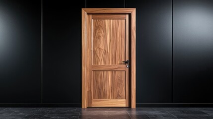 Modern Wooden Door in Dark Room