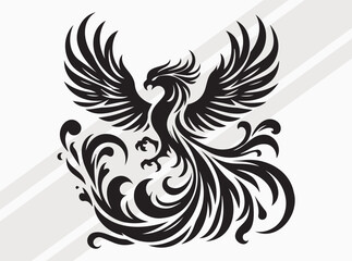 Fototapeta premium Phoenix Silhouette Black Color Mythical Firebird Vector Art and Clipart for Designs