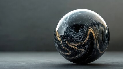 Futuristic universe, black nano fiber planet, marbled orb floating in space, 8k resolution, non-glow, background for office dividers, clean, sleek