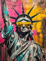 The Trendiest Classic: A vibrant, urban reimagining of the Apollo statue, embellished with oversized modern sunglasses, blending classical art with street style