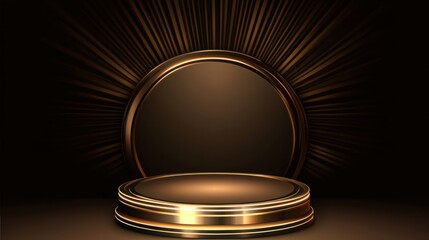 Gold podium background award elegant light premium product cosmetic brown 3d sale. Podium design gold template background