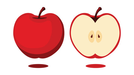 Red apple on white background vector illustration
