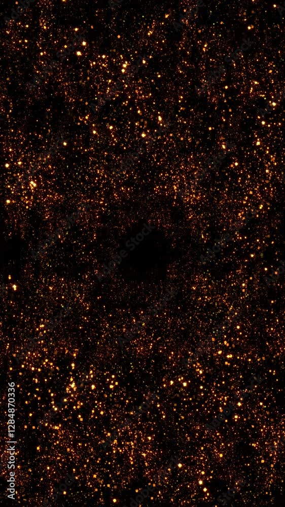 Wall mural vertical golden glitter black hole eternity 4k loop features intense sparkling golden glitter flowin