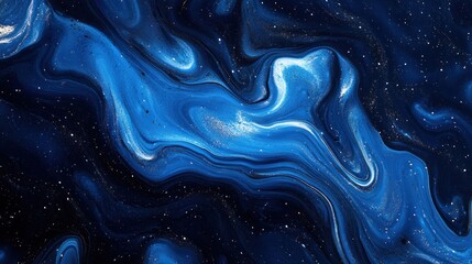 Fototapeta premium Abstract swirling blue and dark galaxy paint texture