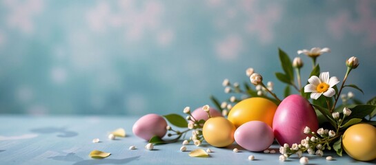 Obraz premium Easter Eggs and Daisies, a Springtime Still Life