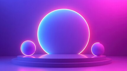 Neon 3D image of neon vector abstract background with purple blue pink color