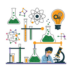 vector icons for laboratory environment for studying various scientific disciplines Chemistry flask 
