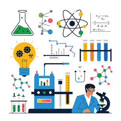 vector icons for laboratory environment for studying various scientific disciplines Chemistry flask 
